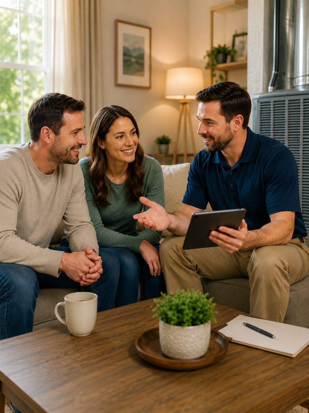 HVAC financing consultation with homeowners in Leander TX